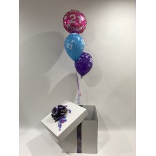 21st Birthday Foil and 2 Printed 21st Latex Balloons in a Box